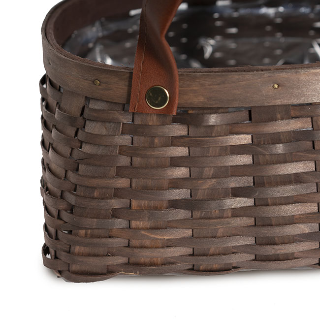 Nordic Stripe Woven Basket Planter Dark Brown (18x14x10cmH)