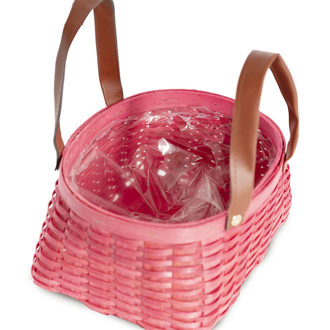 Nordic Stripe Woven Basket Planter Dusty Pink (18x14x10cmH)