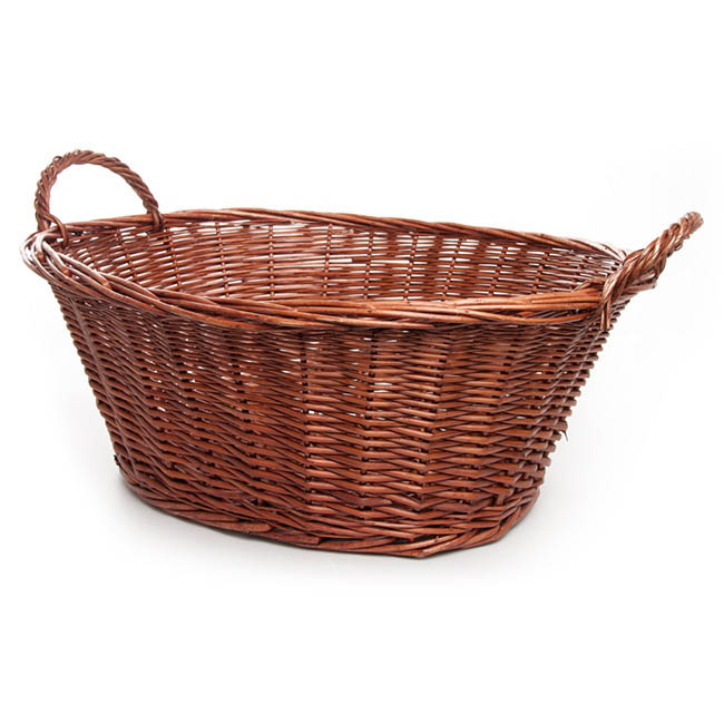 Willow Laundry Basket Oval Dark Brown (59x43x24cmH)