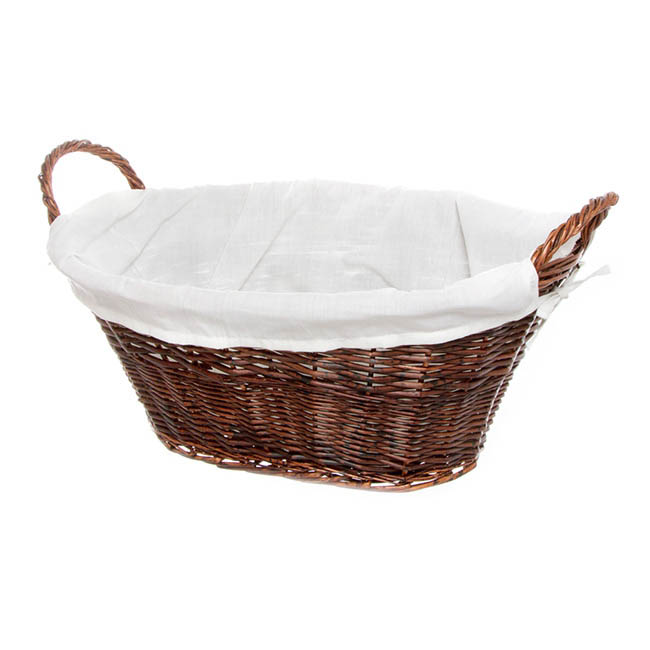 Willow Laundry Basket Oval Fabric Liner Dk Brown (59x43x24cm