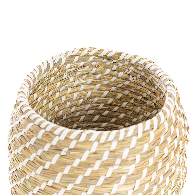 Palau Seagrass Woven Planter Belly White (20-25Dx20cmH)