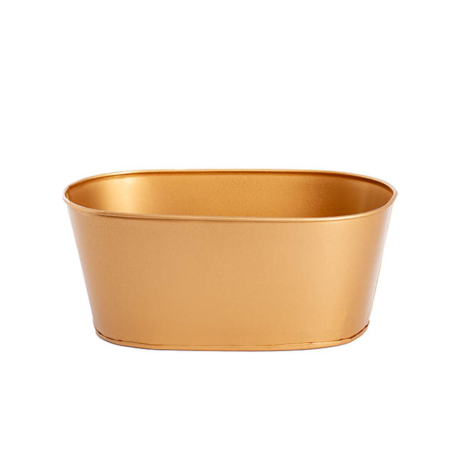 Madison Tin Bucket Oval Gold (26.5x14x11.5cmH)