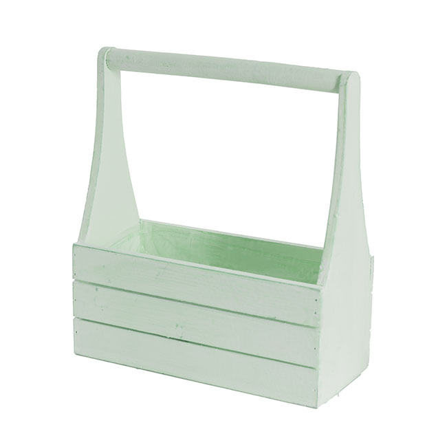 Wooden Carry Tote Planter Sage (25x11.5x10.5cmH)