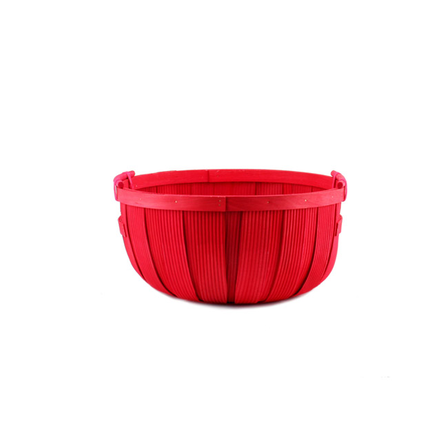 Woven Barrel Hamper Bowl Red (D28x12cmH)