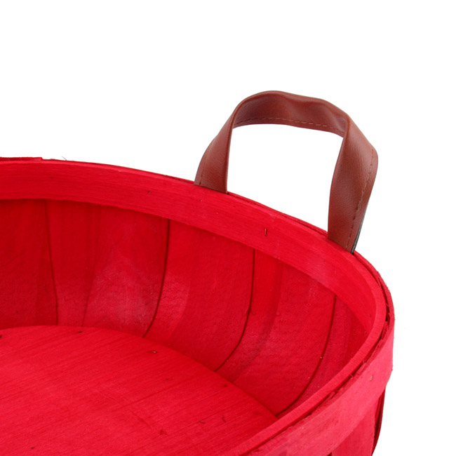 Woven Barrel Oval Tray Red (36x26x7cmH)