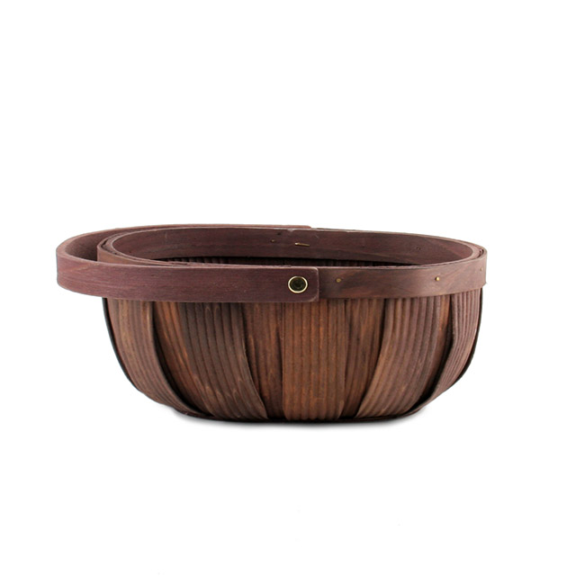 Woven Barrel Oval Basket Dark Brown (33x26x12cmH)