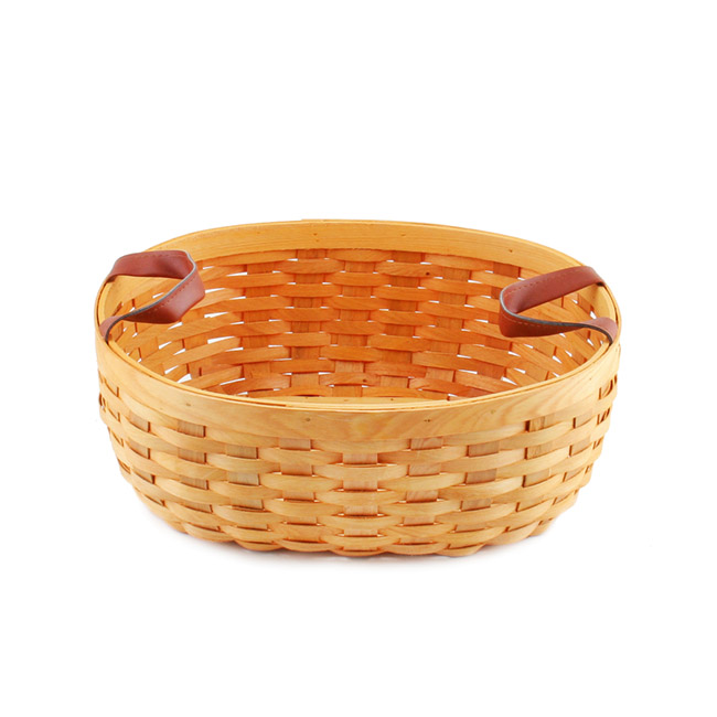 Nordic Stripe Woven Oval Basket Natural (29x25x11cmH)