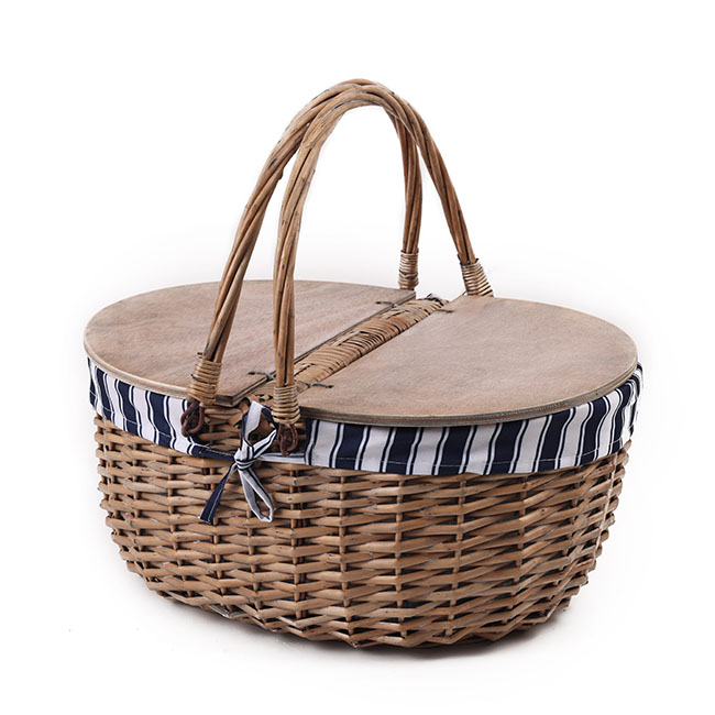 Picnic Basket w Cheese Board Lid Brown (45x33x21cmH)