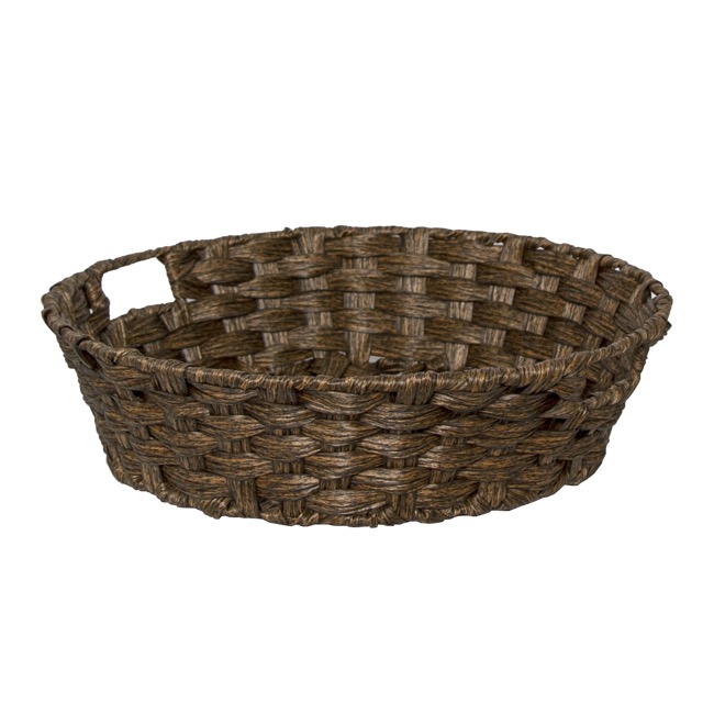 Artificial Wicker Basket Hamper Round Dark Brown (38Dx10cmH)