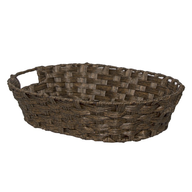 Artificial Wicker Basket Hamper Oval Dark Brown(42x31x10cmH)
