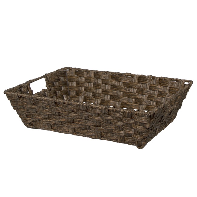 Artificial Wicker Basket Hamper Rect Dark Brown(40x30x10cmH)