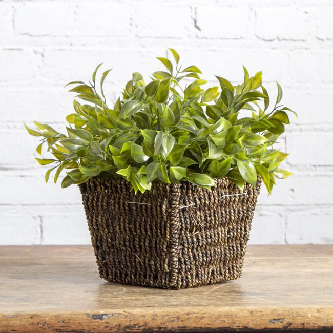 Seagrass Planter with Liner Square Natural (17.5x17.5x14cmH)