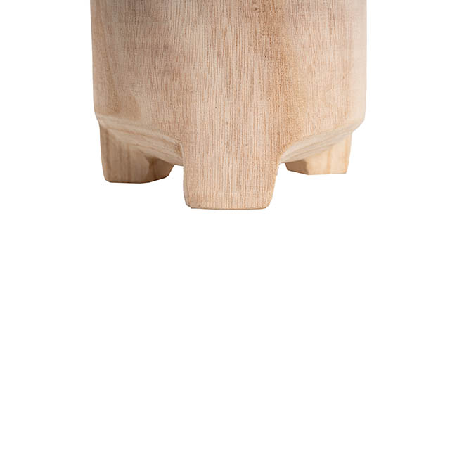 Wooden Cylinder Pot with Short Feet Natural (16cmx16cmH)