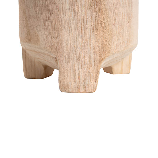 Wooden Cylinder Pot with Short Feet Natural (23cmx23cmH)