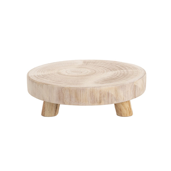 Natural Wooden Riser Footed Round (Approx. 25cmDx8.5cmH)
