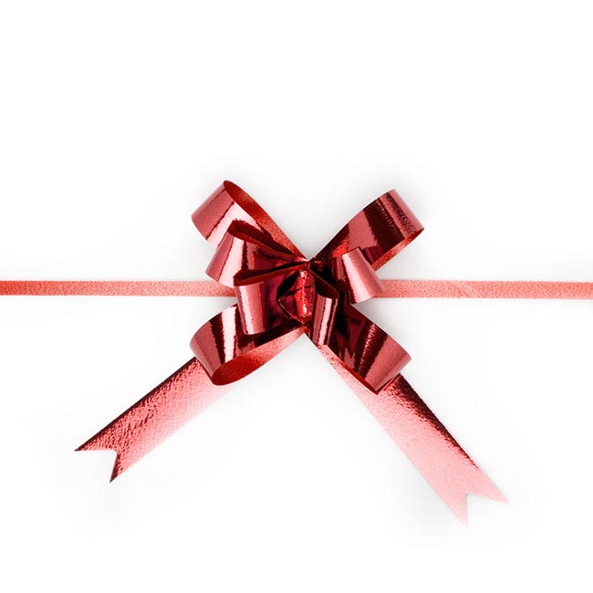 Ribbon Pull Bow Metallic Red (18mmx53cm) Pack 25
