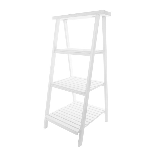 Wooden Ladder Shelf 3 Tier High Glossy White (48x48x98cmH)
