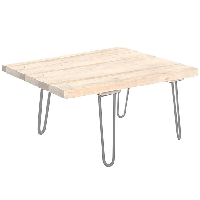 Wooden Bench With Metal Legs Grey (75x36.5x45cmH)