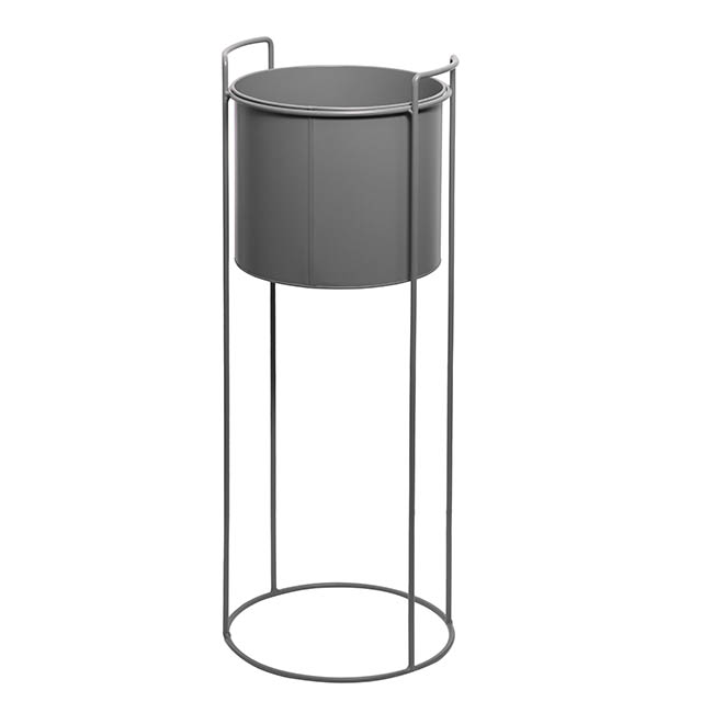 Metal Display Stand With Round Pot Dark Grey (28Dx80cmH)
