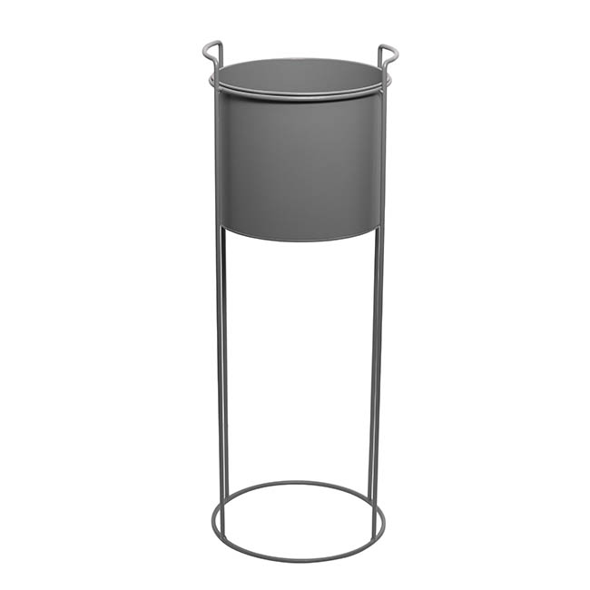 Metal Display Stand With Round Pot Dark Grey (28Dx80cmH)