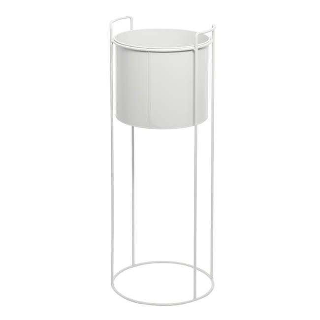 Metal Display Stand With Round Pot White (28Dx80cmH)