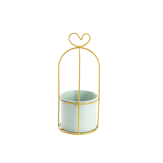 Metal Stand Pot with Heart Shaped Light Blue (12.5Dx28cmH)