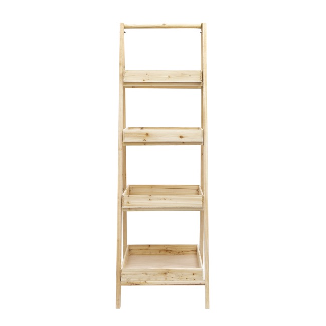 Wooden Ladder Shelf 4 Tier Natural (50x50x156cmH)