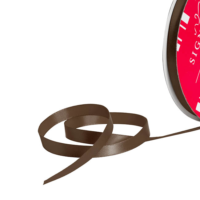 Bulk Ribbon Single Face Satin Chocolate (10mmx50m)