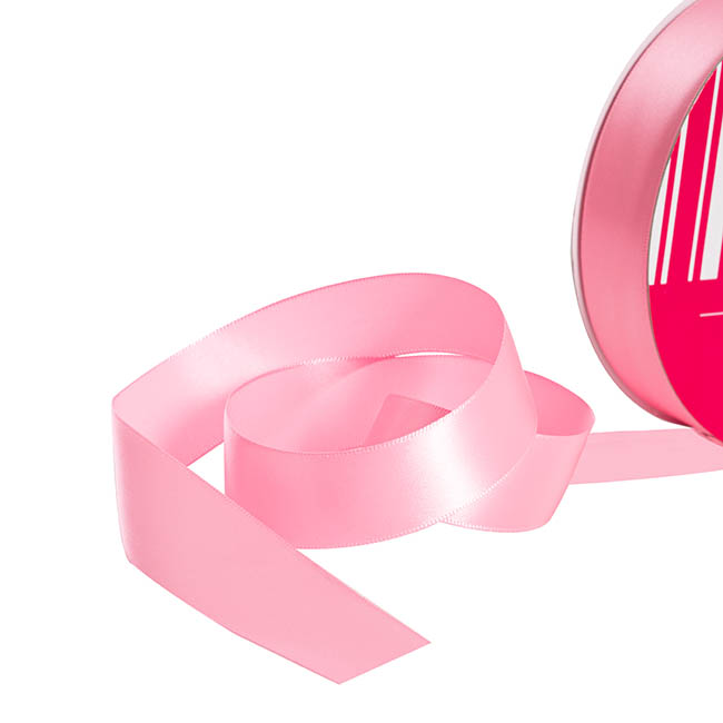 Bulk Ribbon Single Face Satin Mid Pink (25mmx50m)