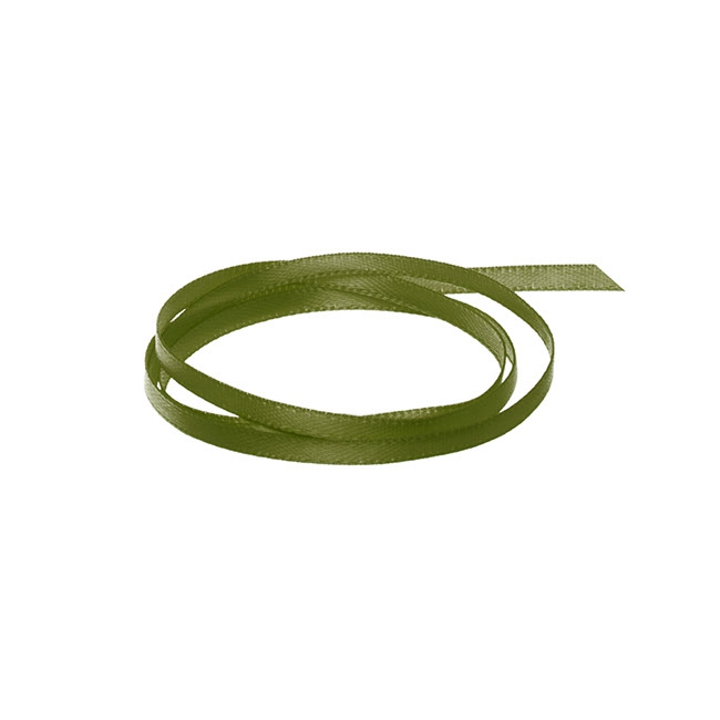 Ribbon Satin Deluxe Double Faced Olive (3mmx50m)