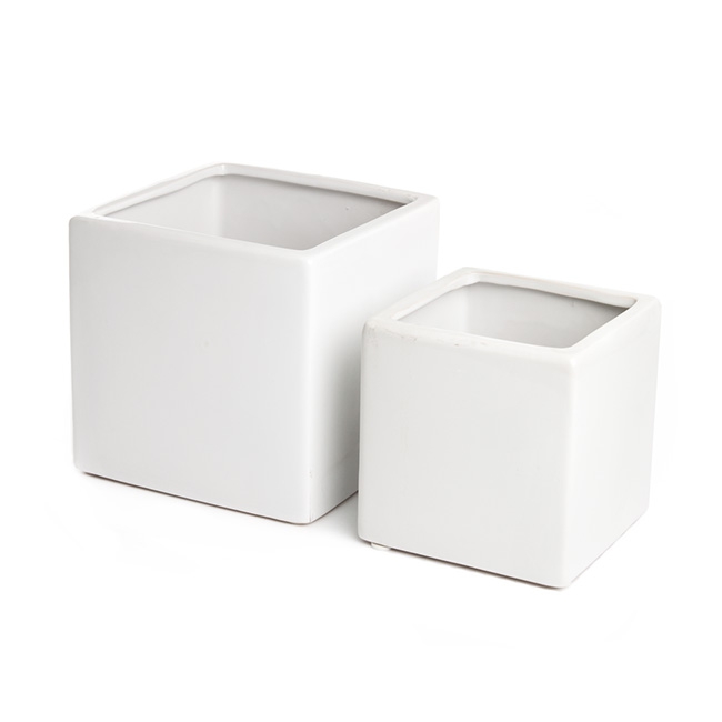 Ceramic Bondi Cube Set 2 White (15x15x15cmH)