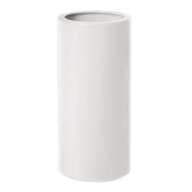 Ceramic Bondi Cylinder Vase 13Dx28cmH White