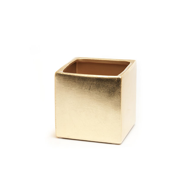 Ceramic Bondi Cube Metallic Gold (13x13x12cmH)