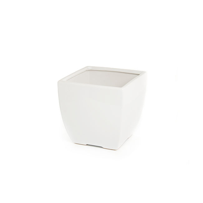 Ceramic Flora Taper Pot 12x12x12cmH White