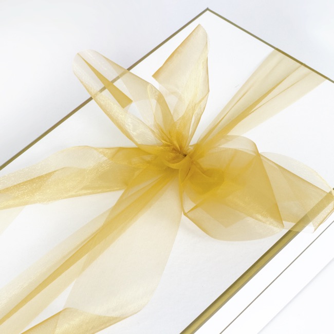 Bulk Organza Ribbon Cut Edge Gold (25mmx100m)