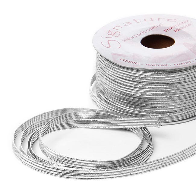 Flat Metallic Cord Elastic Silver (6mmx25m)
