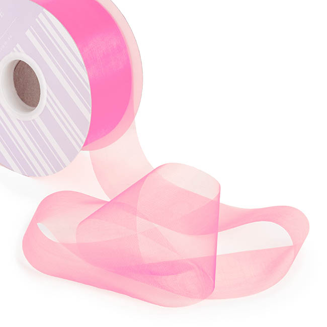 Ribbon Deluxe Organza Cut Edge Hot Pink (50mmx50m)