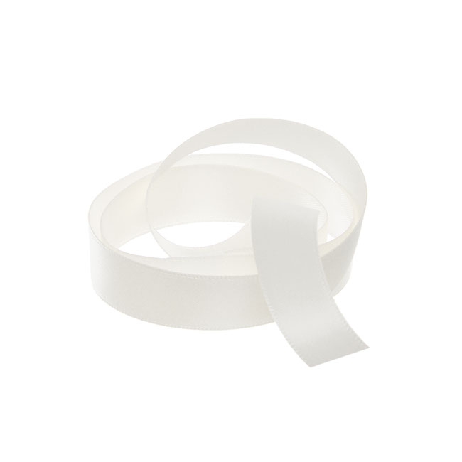 Ribbon Satin Deluxe Double Faced Bridal White (15mmx25m)