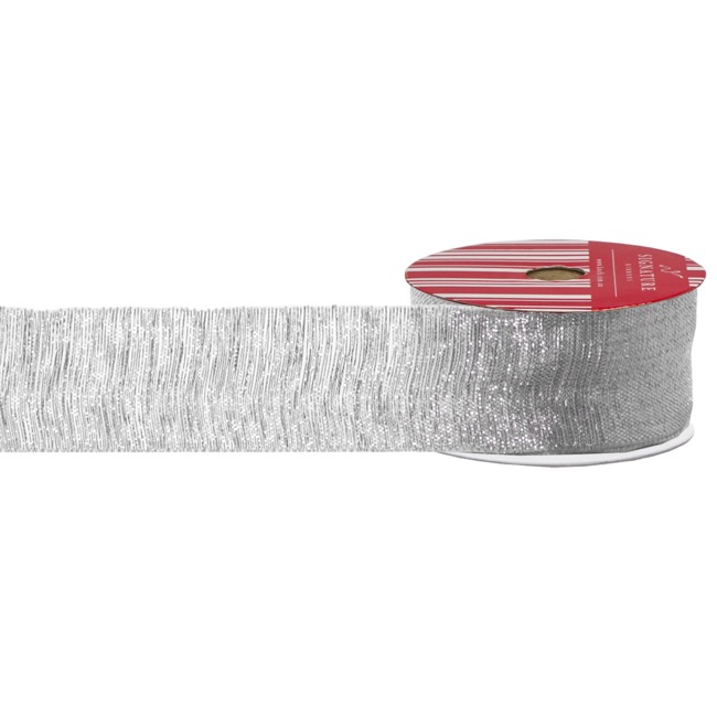 Ribbon Woven Metallic Silver Wired Edge (30mmx10m)