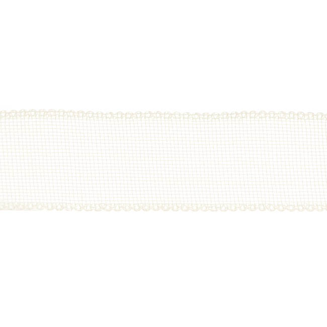 Ribbon Plain Linen Scalloped Edge Cream (40mmx10m)