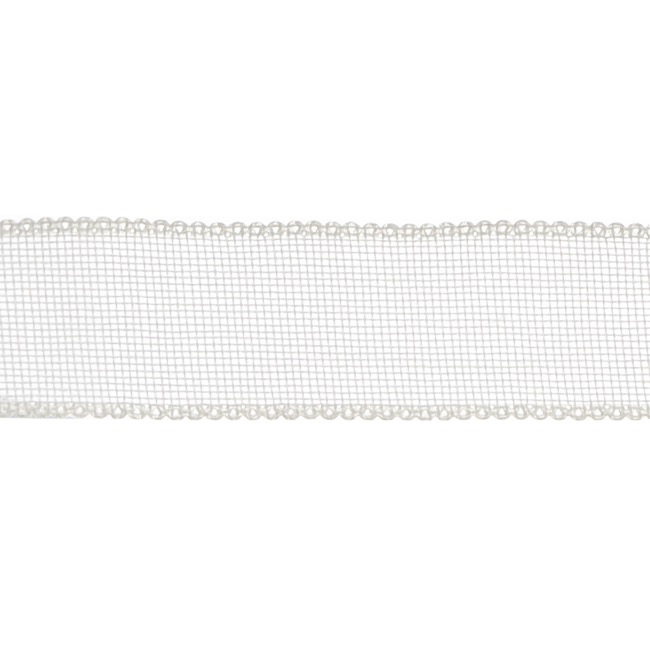 Ribbon Plain Linen with Scalloped Edge White (40mmx10m)