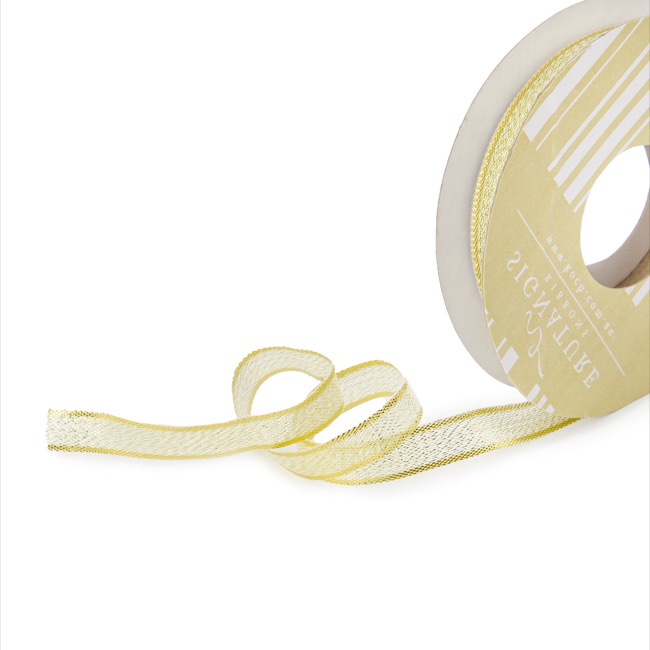 Ribbon Metallic Shimmer Gold Wired Edge (10mmx10m)