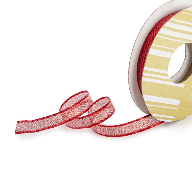 Ribbon Metallic Shimmer Red Wired Edge (10mmx10m)