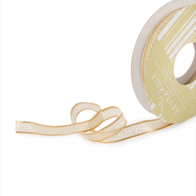 Ribbon Metallic Shimmer Rose Gold Wired Edge (10mmx10m)