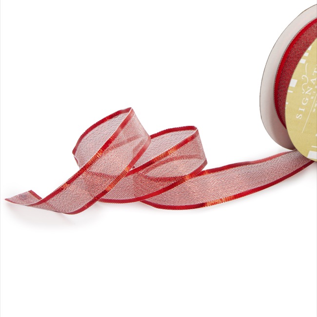 Ribbon Metallic Shimmer Red Wired Edge (20mmx10m)