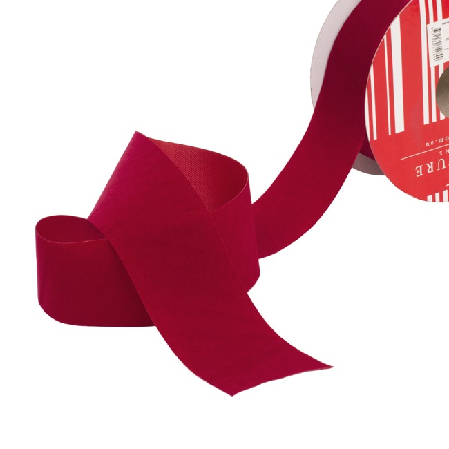 Ribbon Velvet Cut Edge Red (50mmx20m)