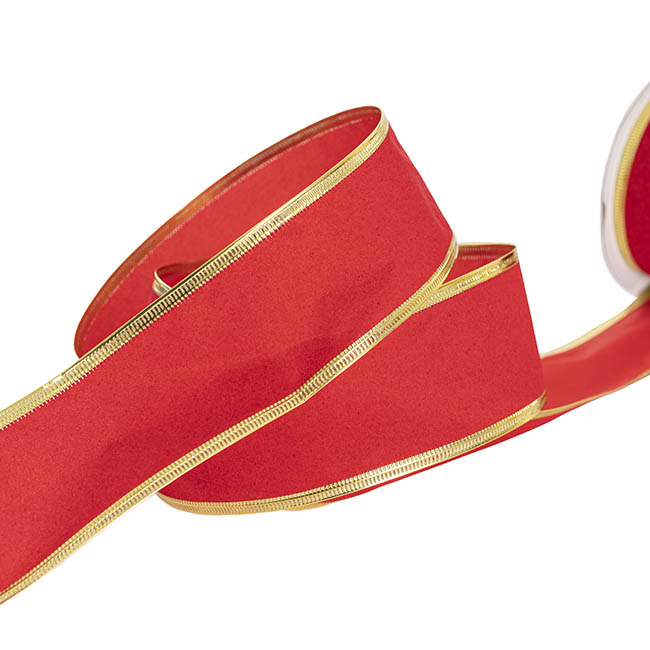 Ribbon Velvet Red Gold Sonic Edge (50mmx10m)