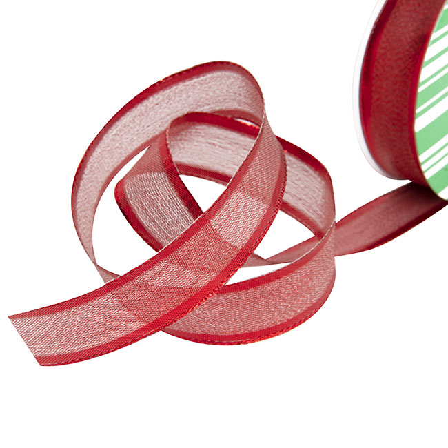 Ribbon Metallic Shimmer Wire Edge Red (25mmx20m)