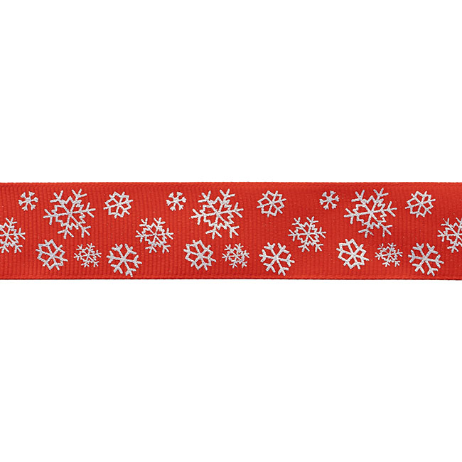Ribbon Grosgrain Snowflakes Silver Hot Stamp  (22mmx20m)