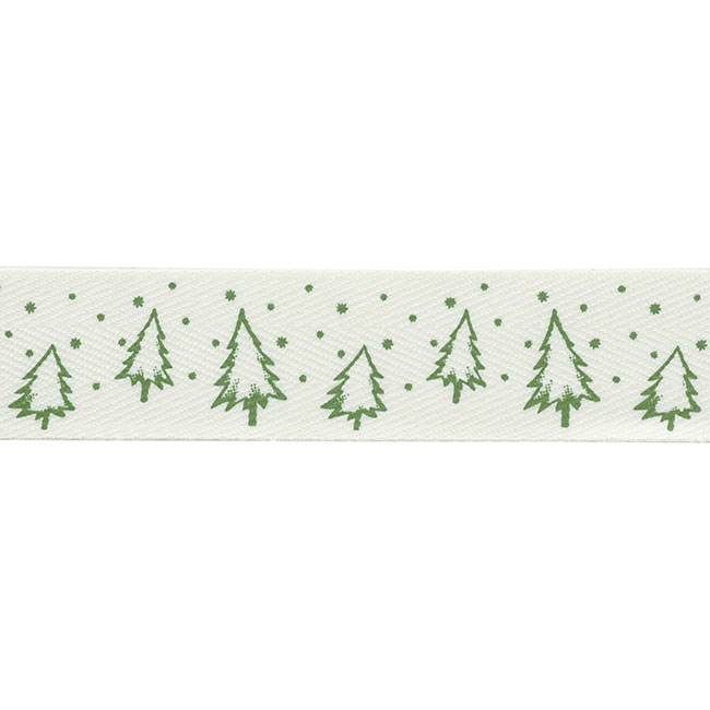 Ribbon Herringbone Christmas Trees Green (25mmx20m)